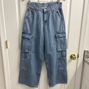 Baggy Wide Leg Jeans Old Navy Women’s Size 2 Mid Rise Denim Y2K 90s Grunge